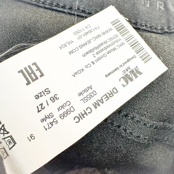 MAC Jeans Dream Chic D999 Black Zipper Ankle Denim Jeans Style 5471 Size 27 - Picture 6 of 10